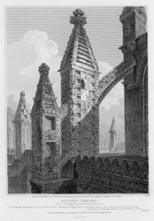 Cappella di Roslyn, vista dei contrafforti e pinnacoli all